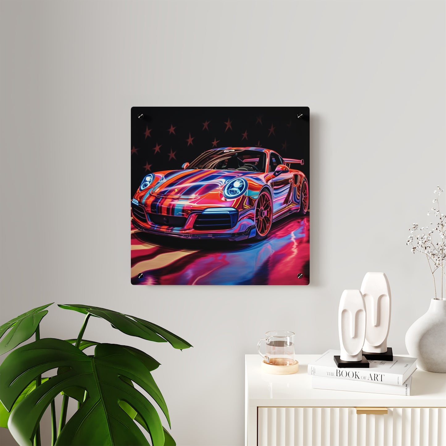 Acrylic Wall Art Panels Macro American Flag Porsche 4