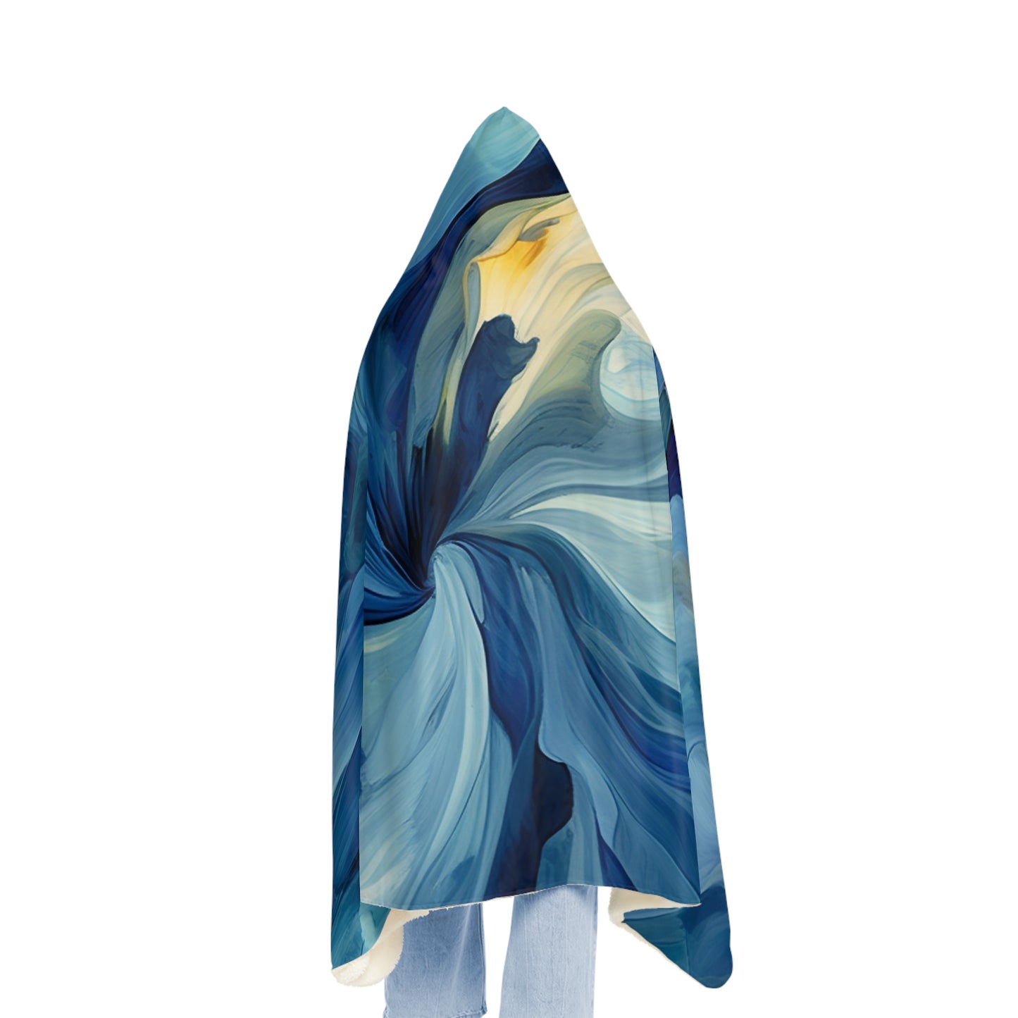 Snuggle Hooded Blanket Blue Tluip Abstract 4