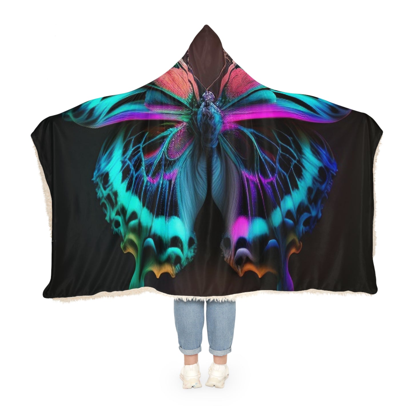 Snuggle Hooded Blanket Neon Butterfly Fusion 1