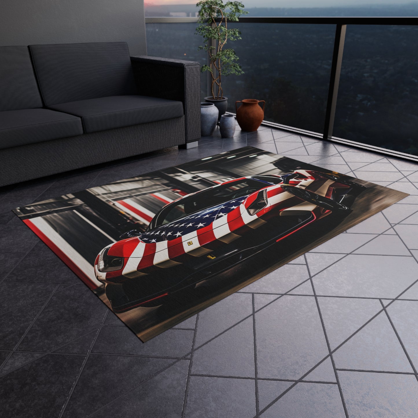 Outdoor Rug  American Flag Farrari 3