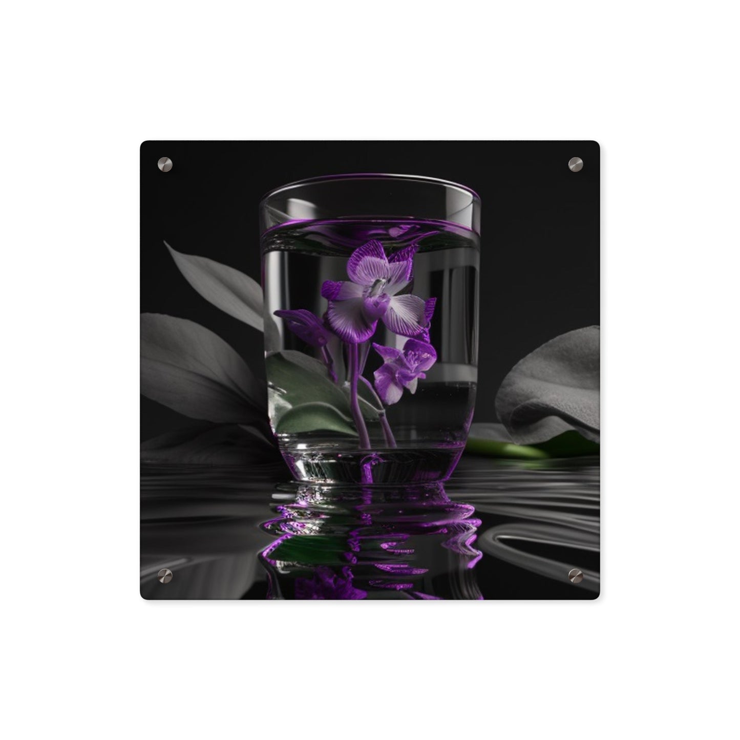 Acrylic Wall Art Panels Purple Orchid Glass vase 1