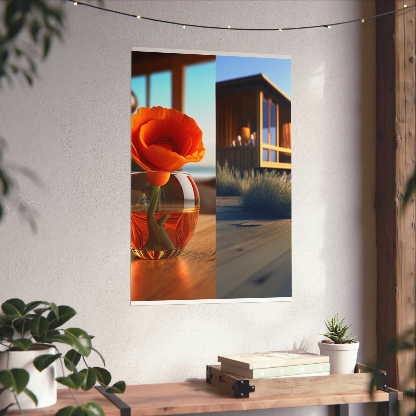 Premium Matte Vertical Posters Poppy in a Glass Vase 3