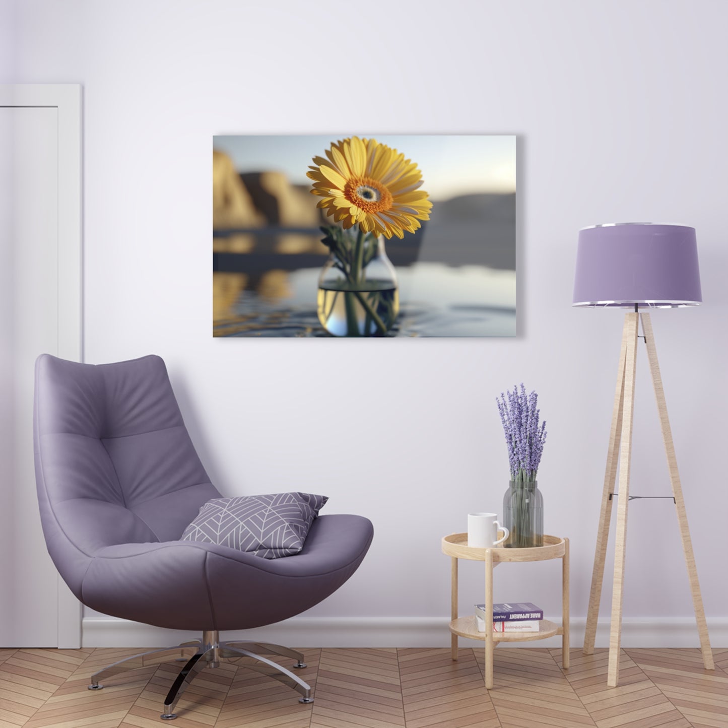 Acrylic Prints yello Gerbera glass 4