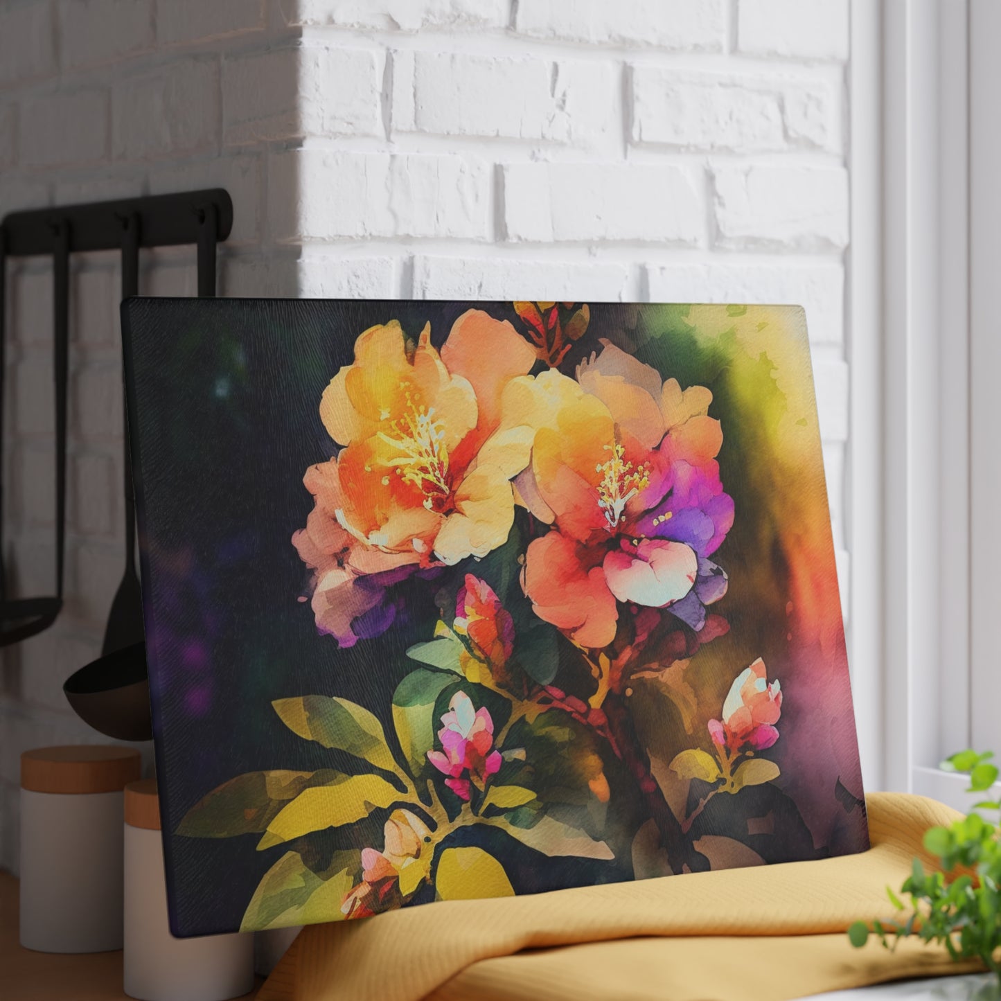 Glass Cutting Board Bright Spring Flowers 2