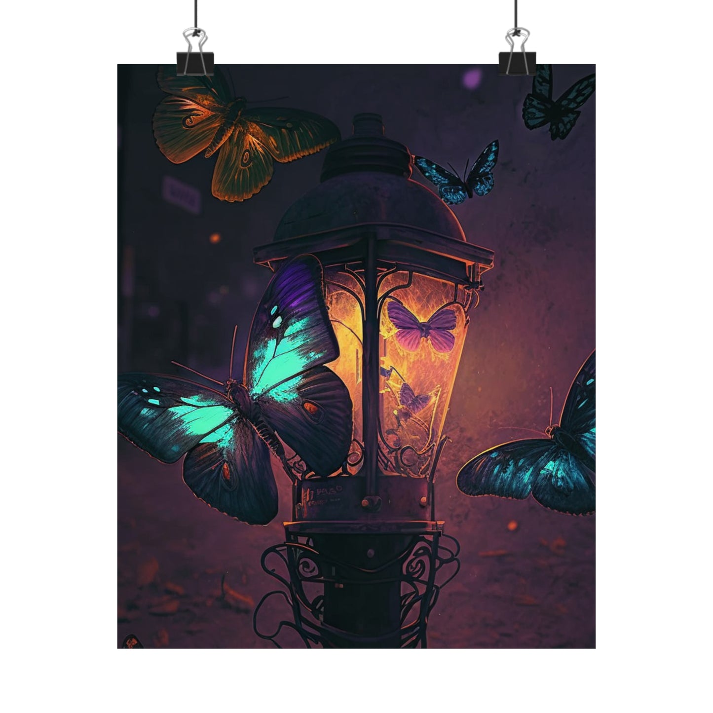 Premium Matte Vertical Posters Street Light Butterfly 4