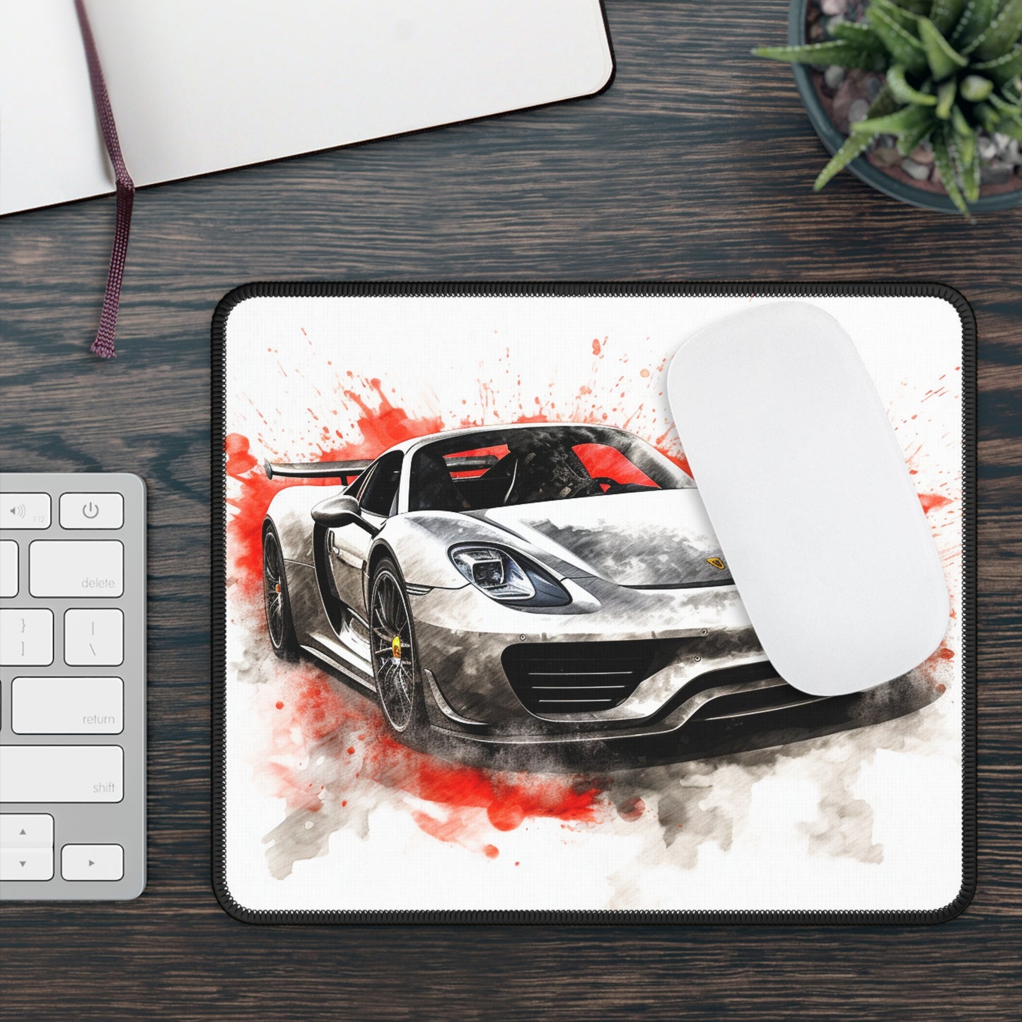 Gaming Mouse Pad  918 Spyder white background driving fast with water splashing 4