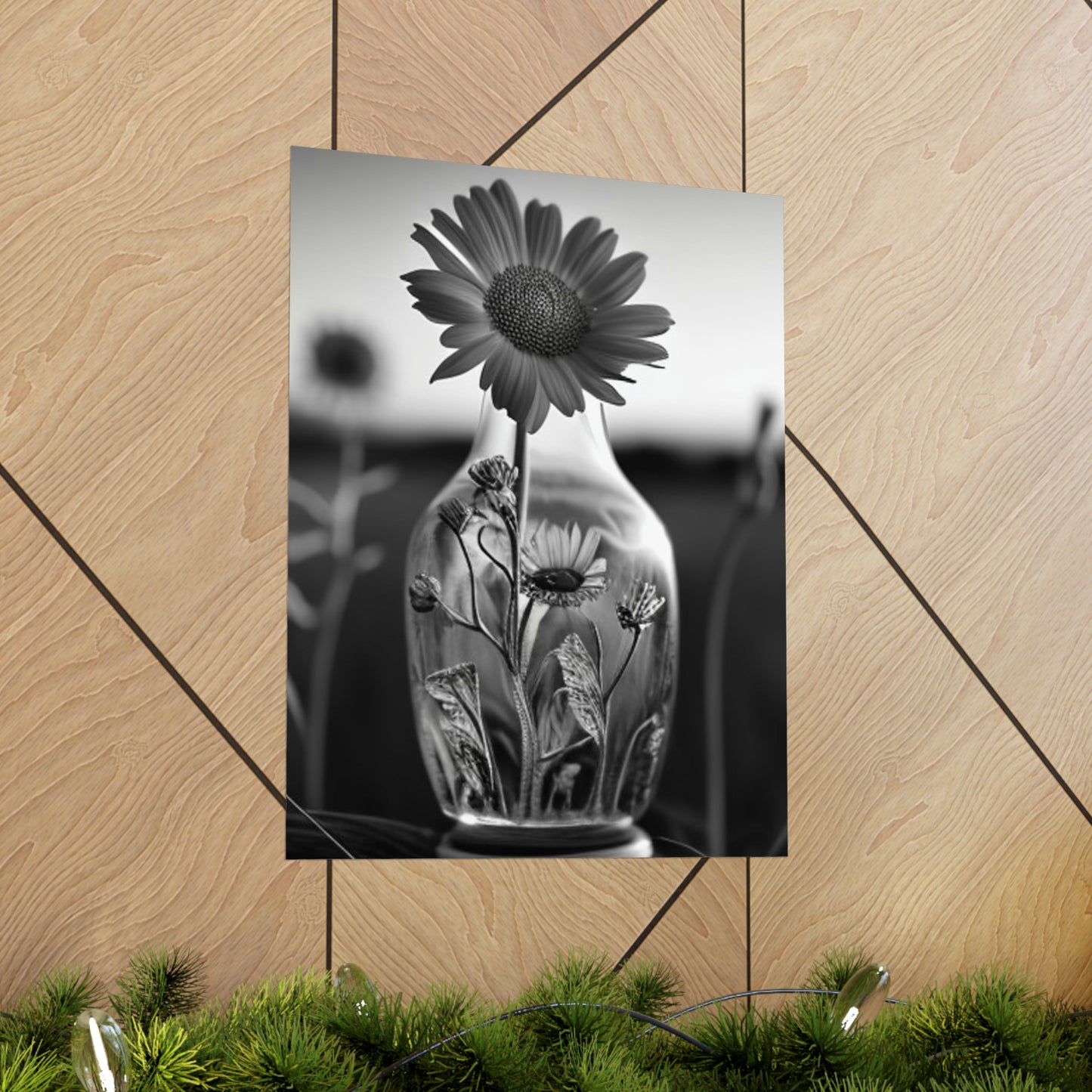 Premium Matte Vertical Posters Yellw Sunflower in a vase 2