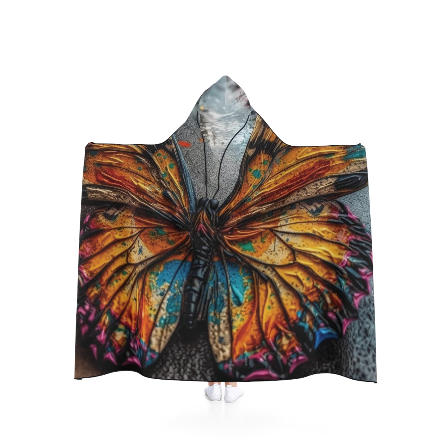 Hooded Blanket Liquid Street Butterfly 1