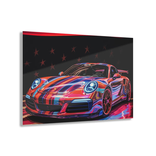Acrylic Prints American Flag Colored Porsche 2