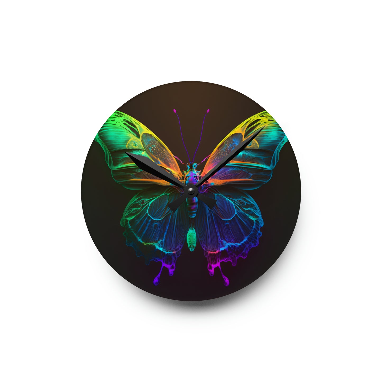 Acrylic Wall Clock Raw Hyper Color Butterfly 3