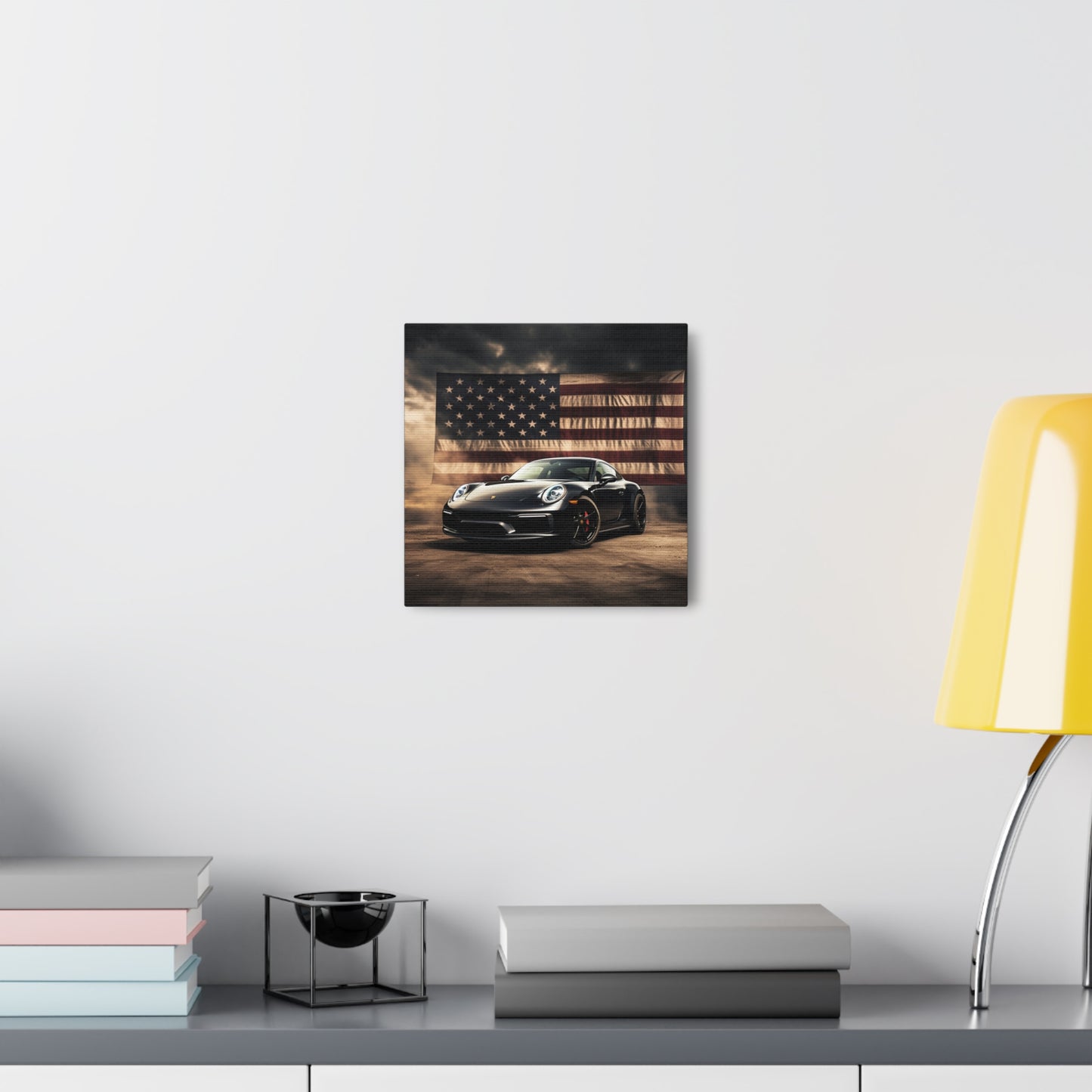Canvas Gallery Wraps American Flag Background Porsche 4