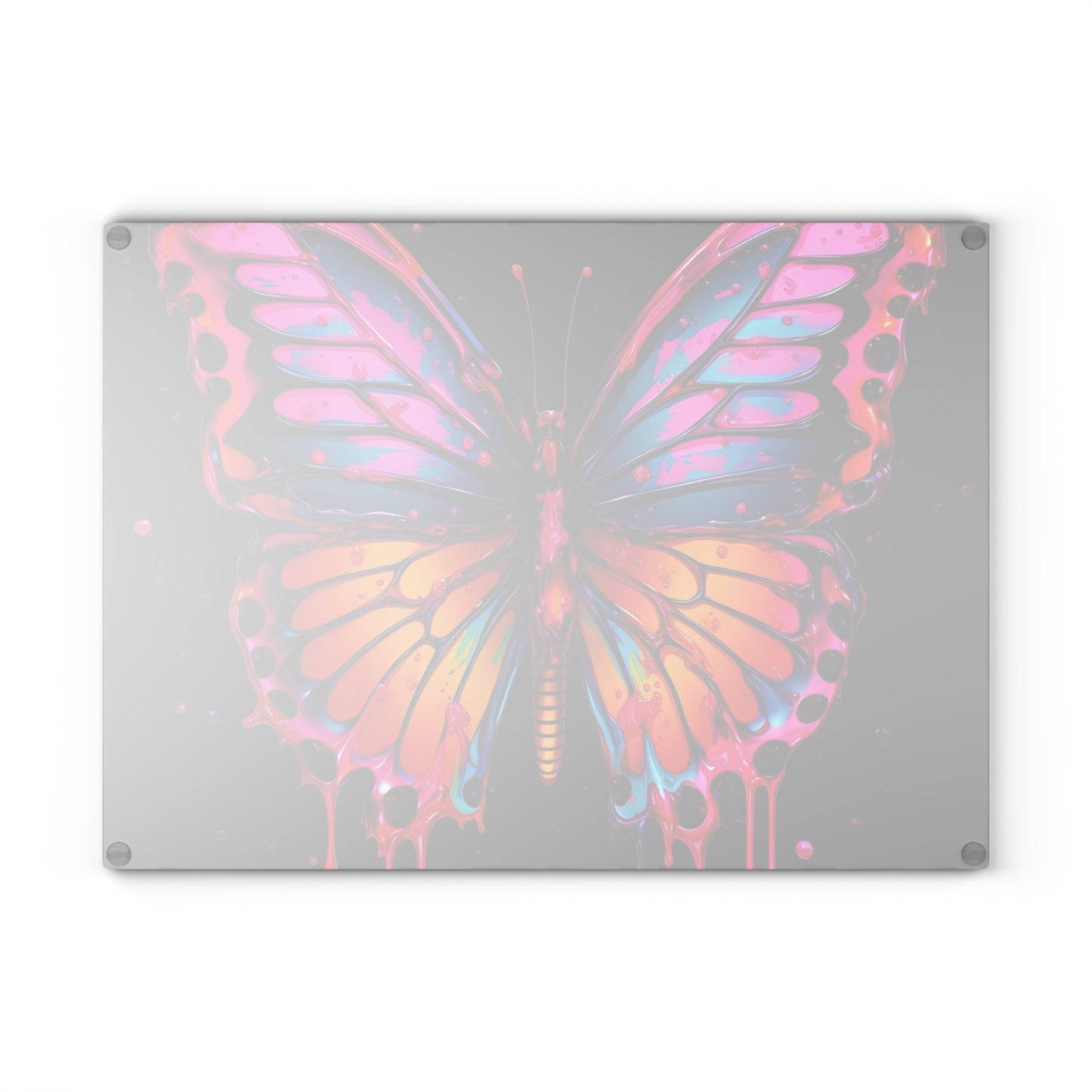 Glass Cutting Board Pink Butterfly Flair 1