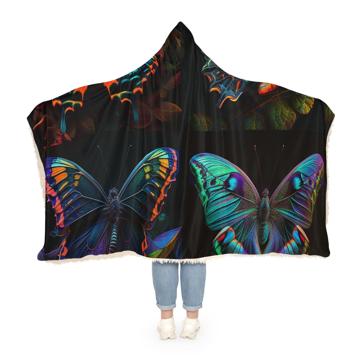 Snuggle Hooded Blanket Hue Neon Butterfly 5