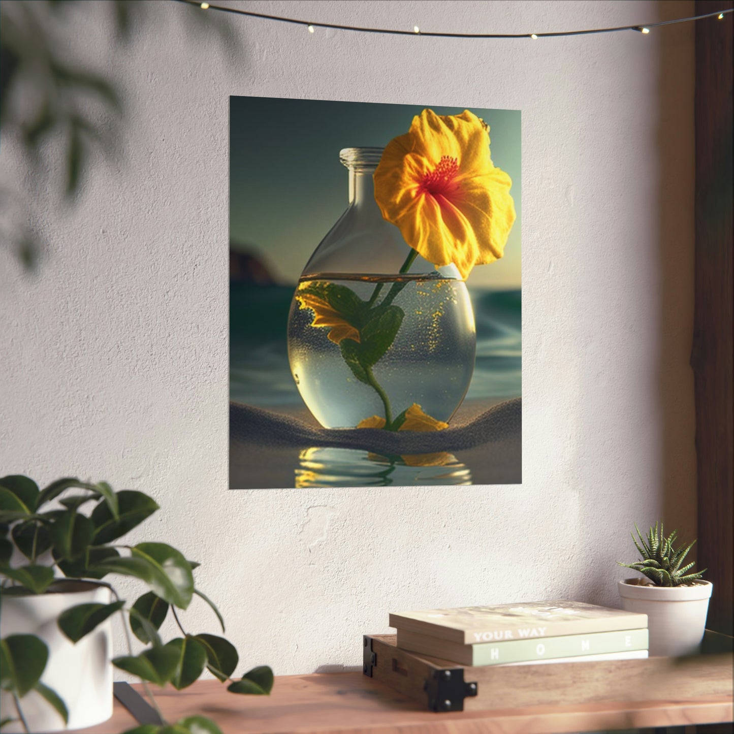 Premium Matte Vertical Posters Yellow Hibiscus glass 2