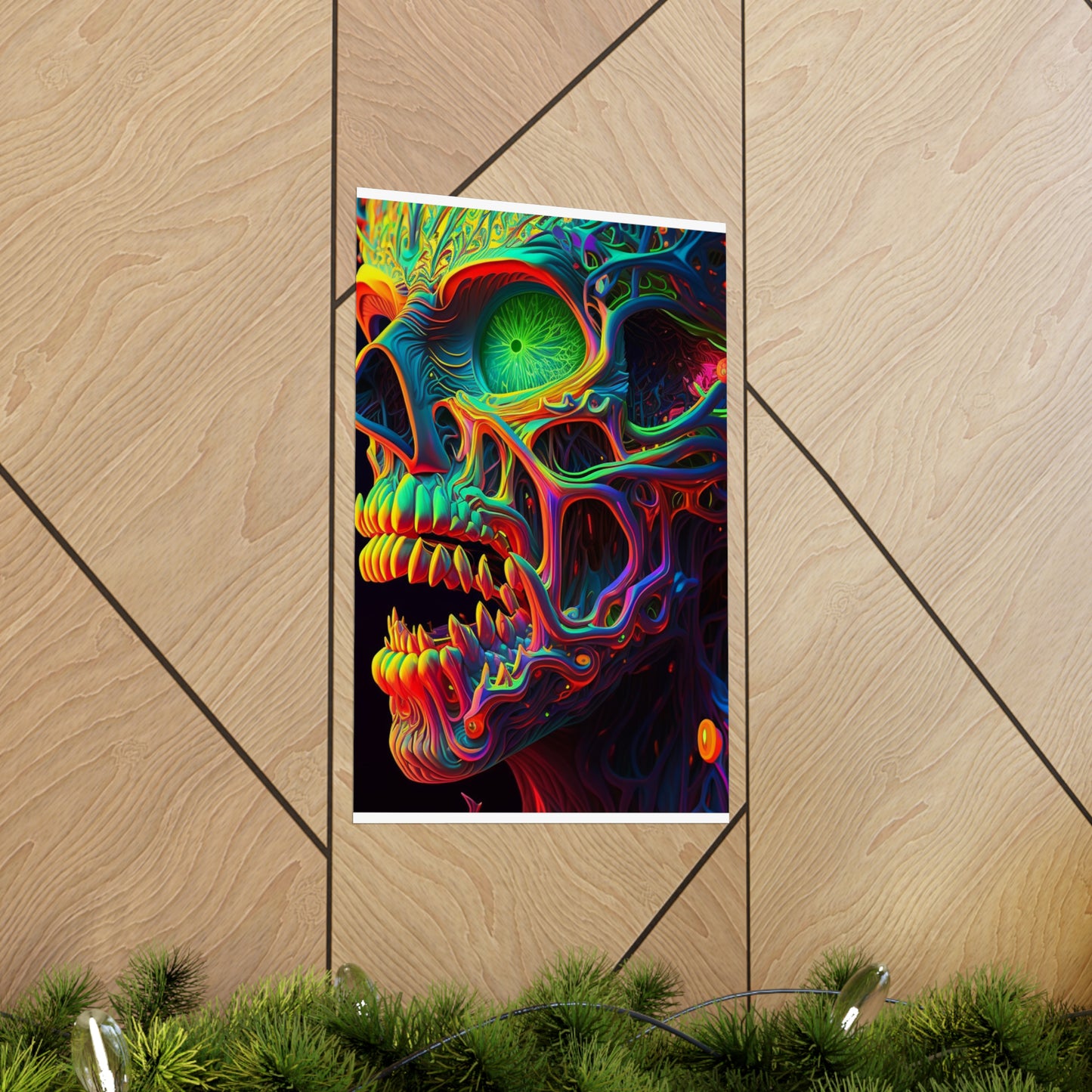 Premium Matte Vertical Posters Florescent Skull Death 1