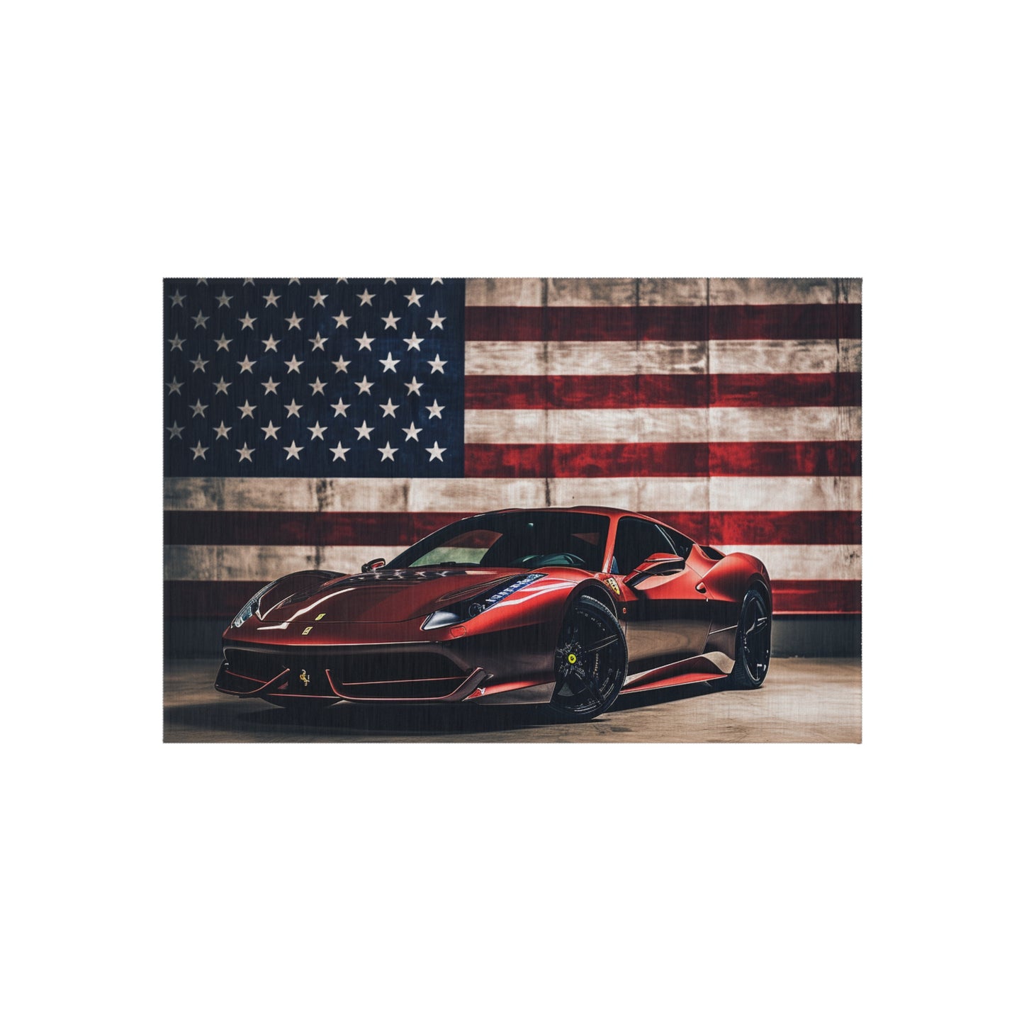 Outdoor Rug  American Flag Background Ferrari 4