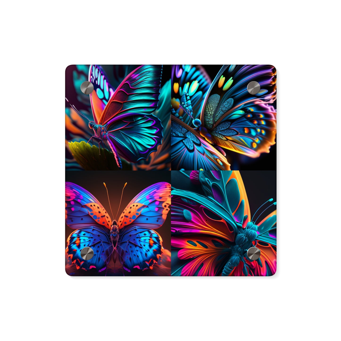 Acrylic Wall Art Panels Neon Butterfly Macro 5