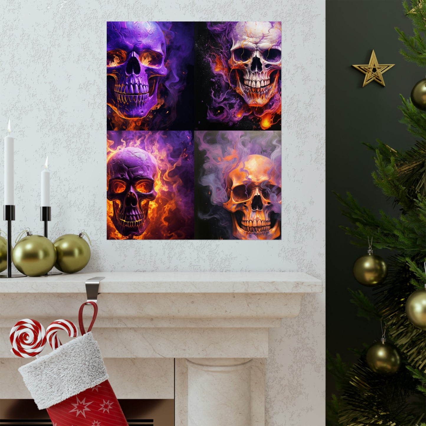 Premium Matte Vertical Posters Skull Flames 5