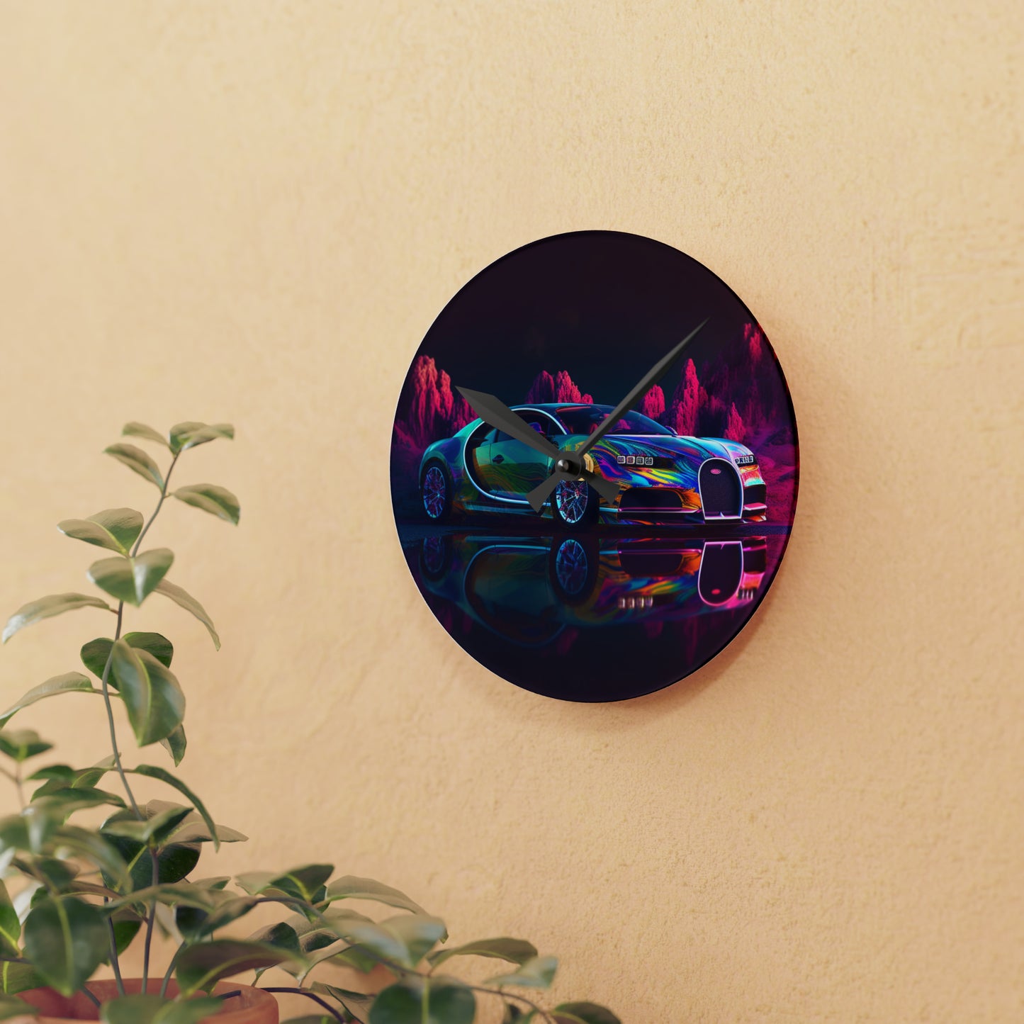 Acrylic Wall Clock Florescent Bugatti Flair 2