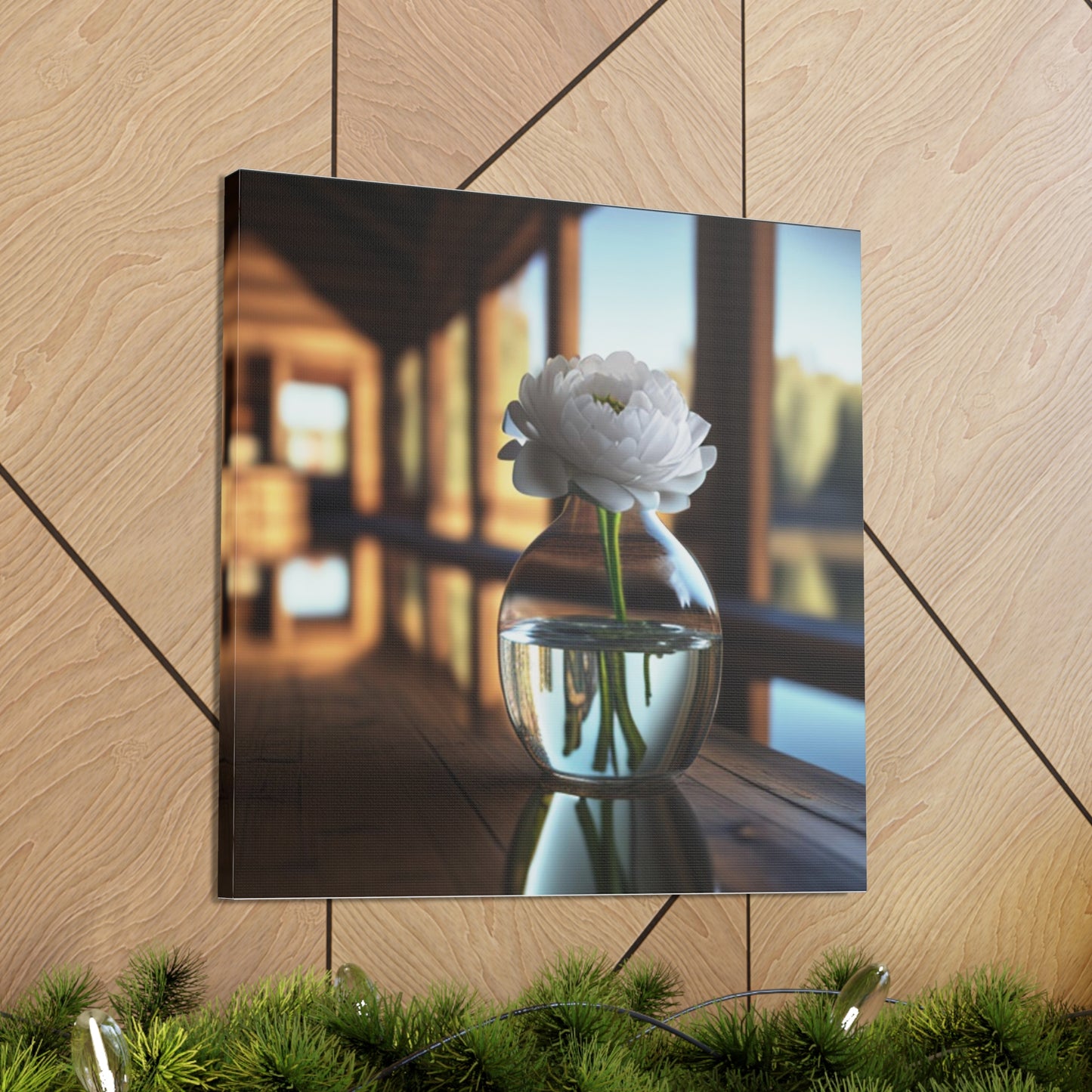 Canvas Gallery Wraps White Peony glass vase 3