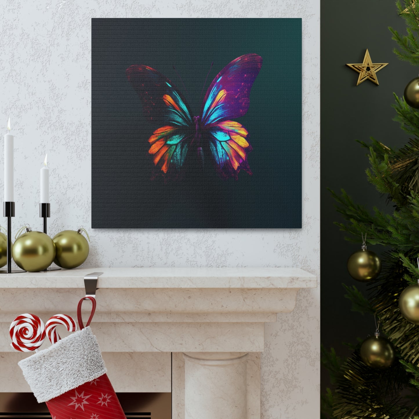 Canvas Gallery Wraps Hyper Colorful Butterfly Macro 4