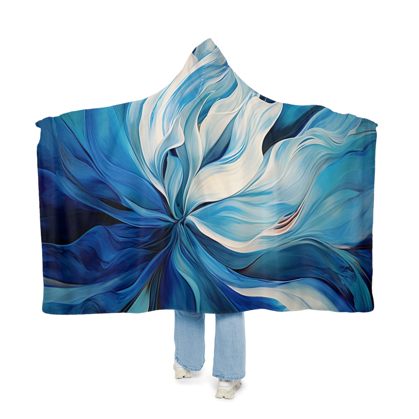 Snuggle Hooded Blanket Blue Tluip Abstract 1