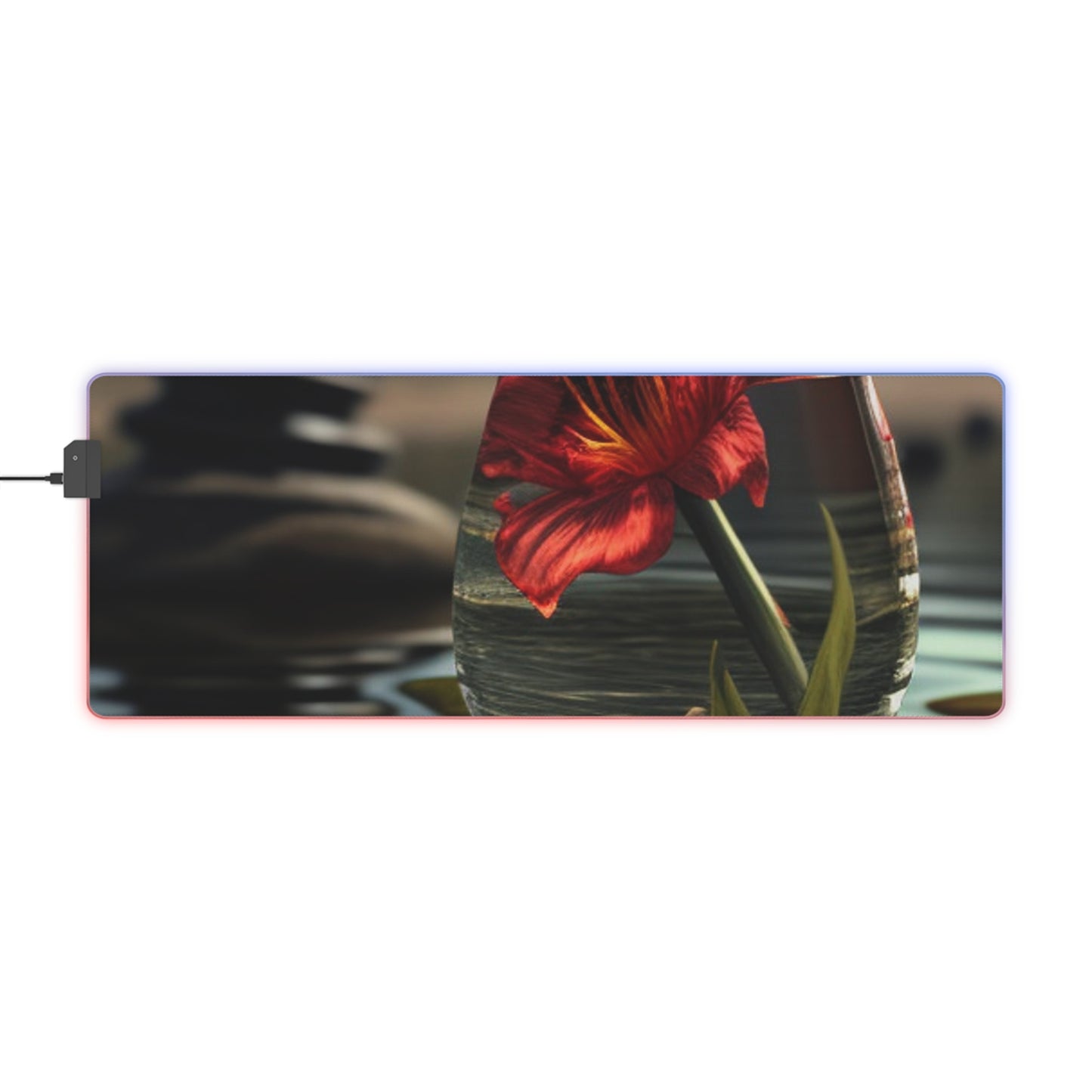 LED Gaming Mouse Pad Red Lily in a Glass vase 4