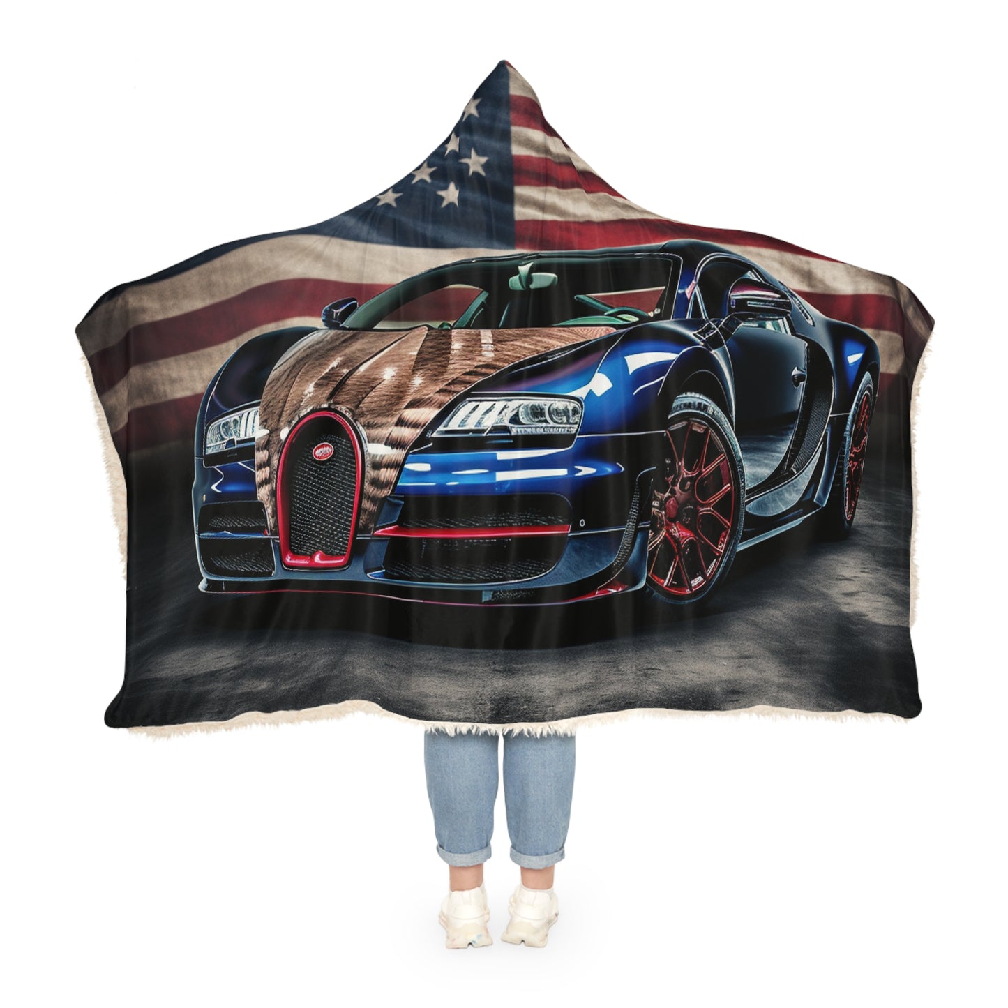 Snuggle Hooded Blanket Bugatti American Flag 4