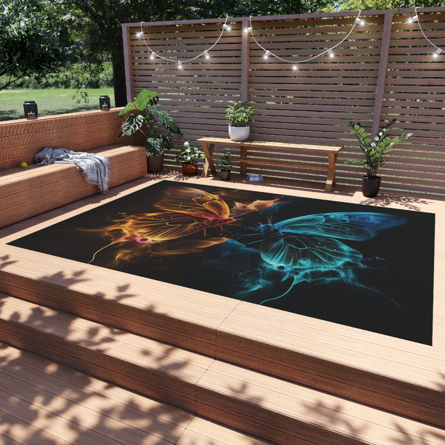 Outdoor Rug  Kiss Neon Butterfly 9