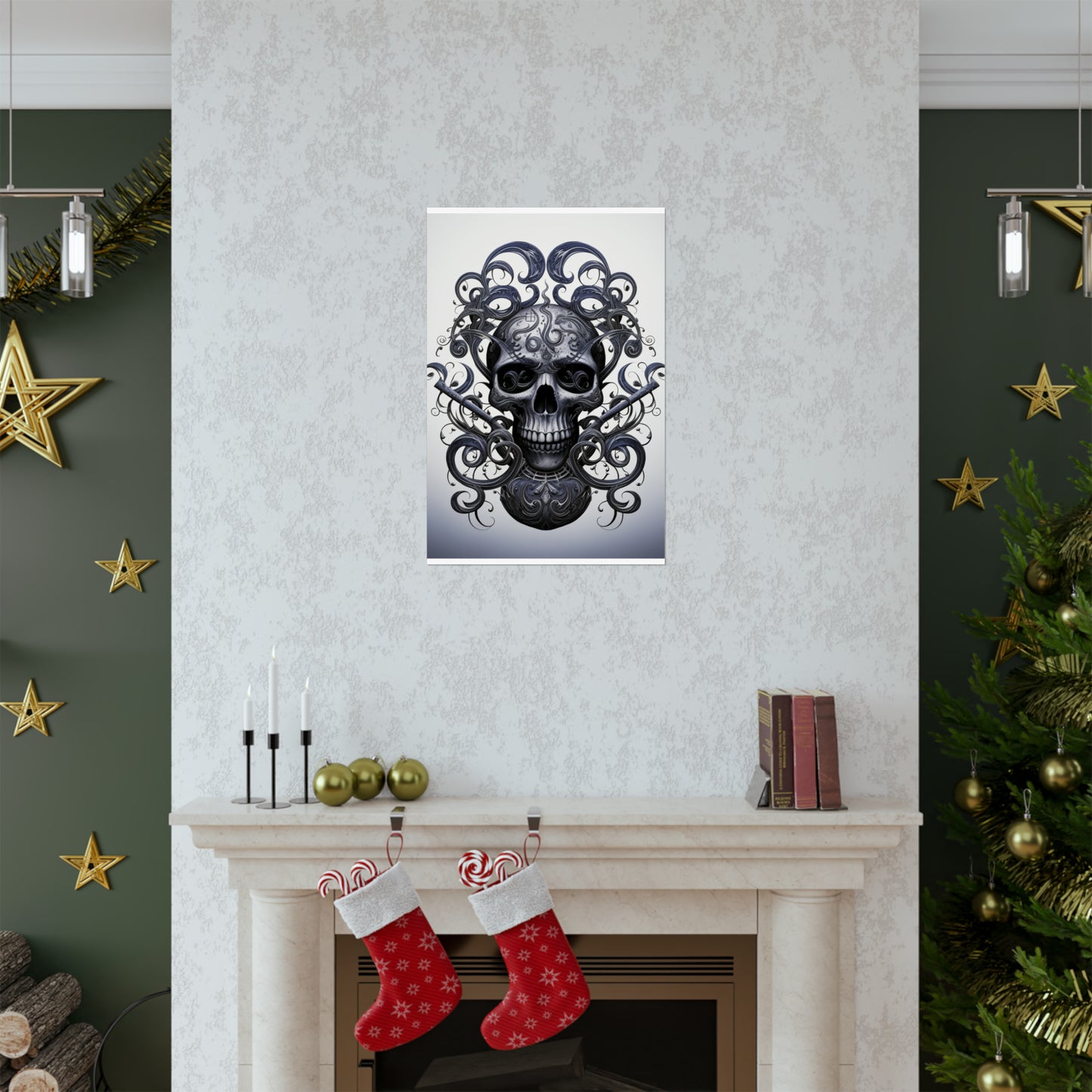 Premium Matte Vertical Posters Skull Treble Clef 1