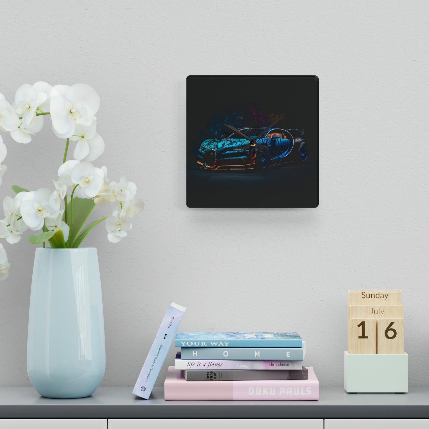 Acrylic Wall Clock Bugatti Blue 3