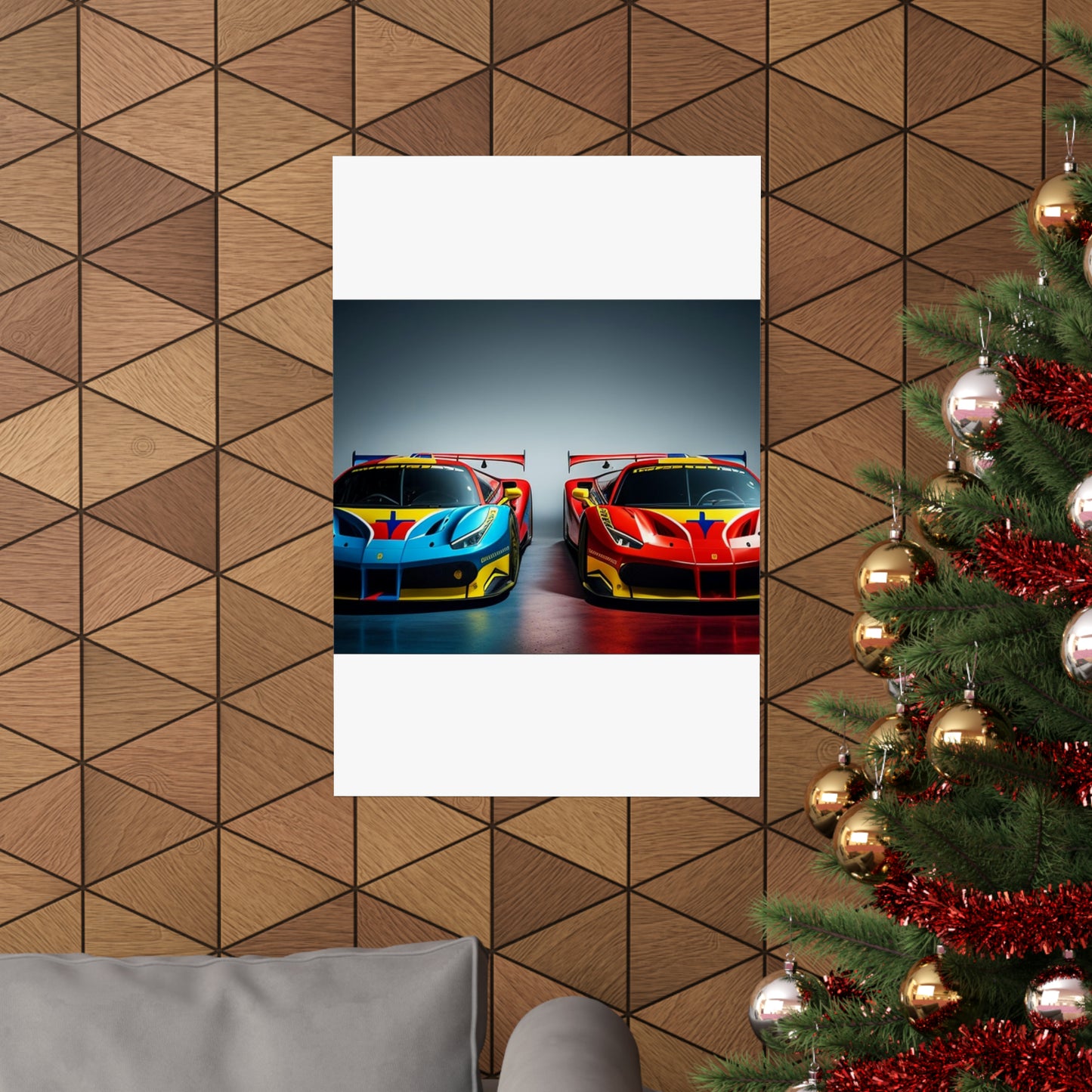 Premium Matte Vertical Posters Ferrari Red Blue 2