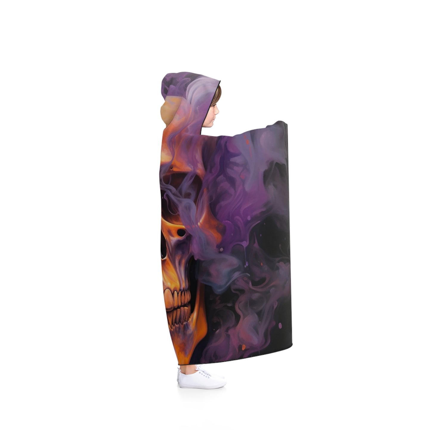 Hooded Blanket Skull Flames 4