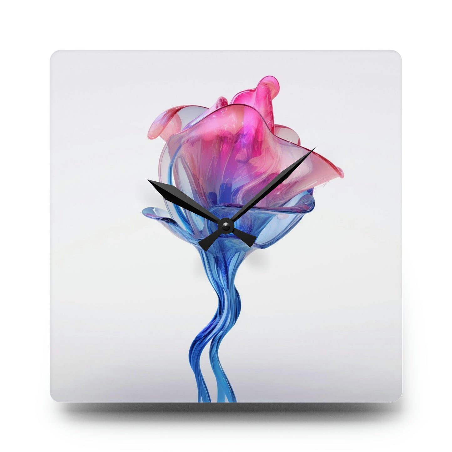 Acrylic Wall Clock Pink & Blue Tulip Rose 4