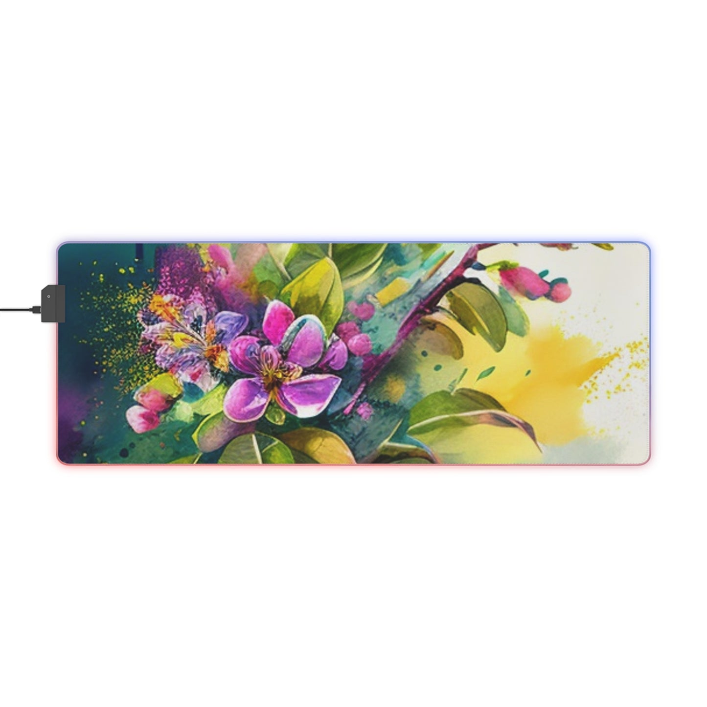 LED Gaming Mouse Pad Mother Nature Bright Spring Colors Realistic Watercolor 1