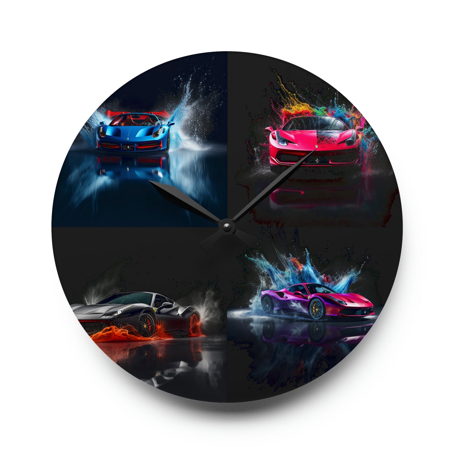 Acrylic Wall Clock Ferrari Water Splash 5