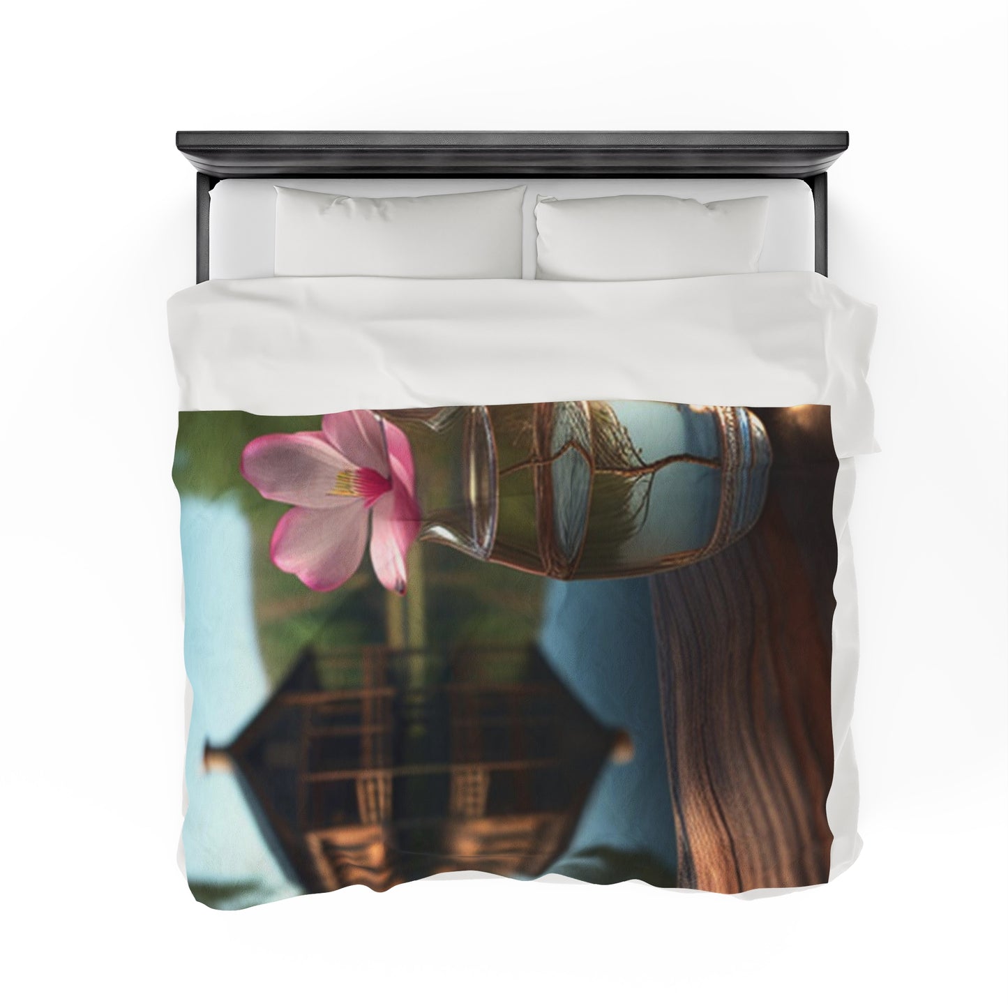 Velveteen Plush Blanket Magnolia in a Glass vase 1