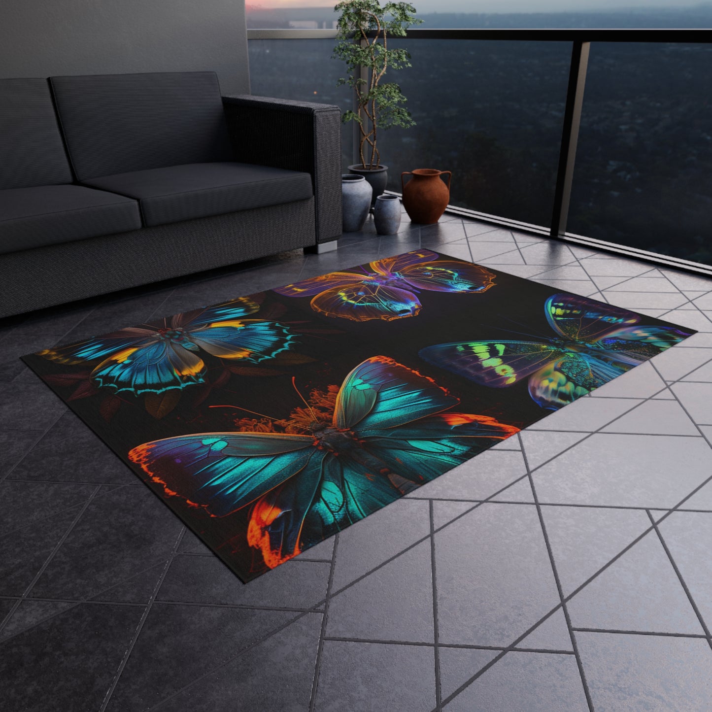 Outdoor Rug  Neon Butterfly Flair 5