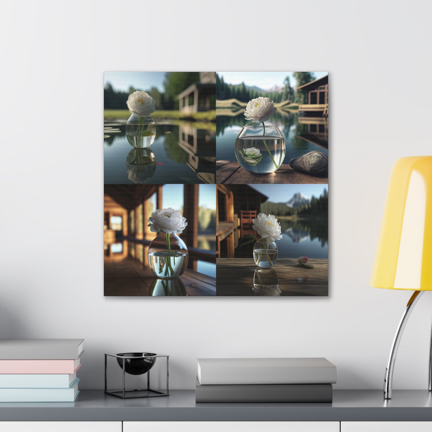 Canvas Gallery Wraps White Peony glass vase 5