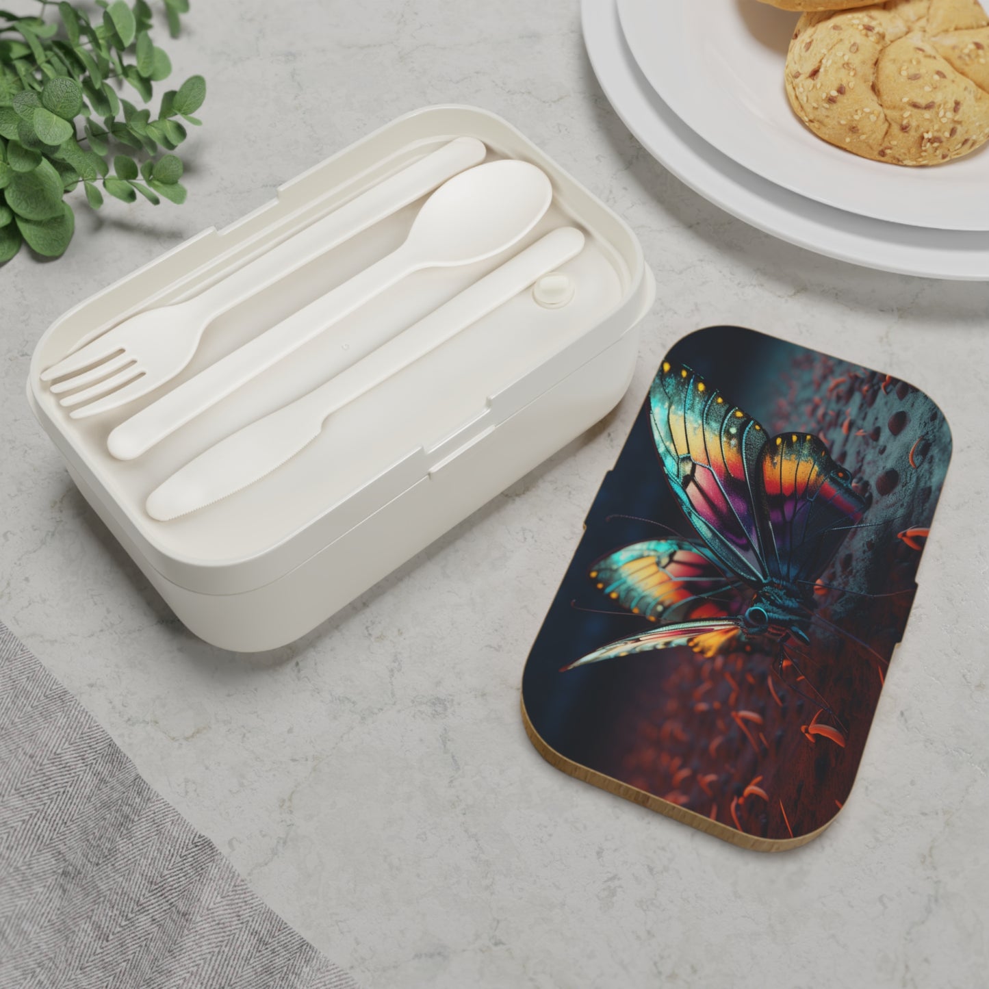 Bento Lunch Box Hyper Colorful Butterfly Macro 1