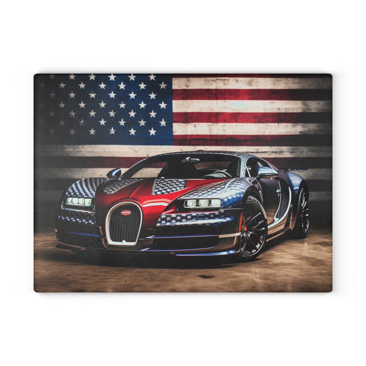 Glass Cutting Board Bugatti American Flag 1