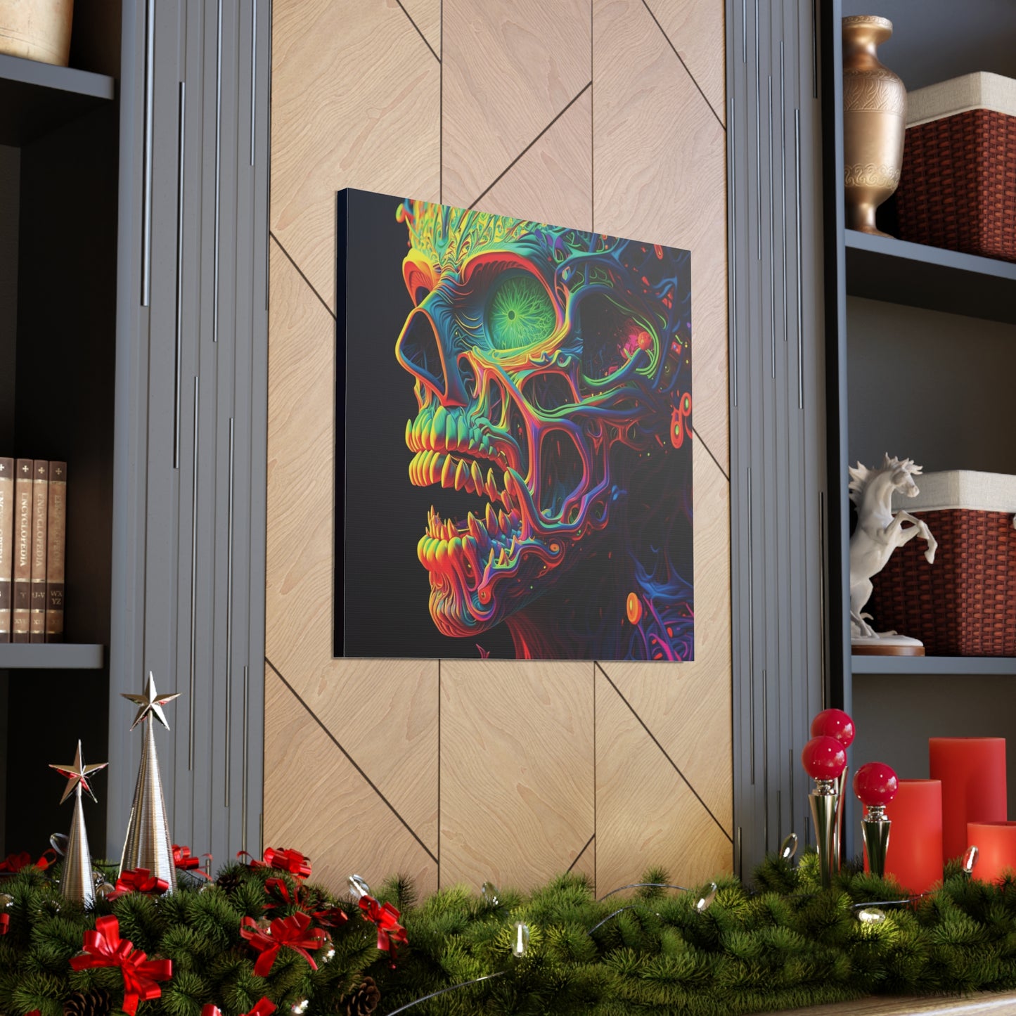 Canvas Gallery Wraps Florescent Skull Death 1