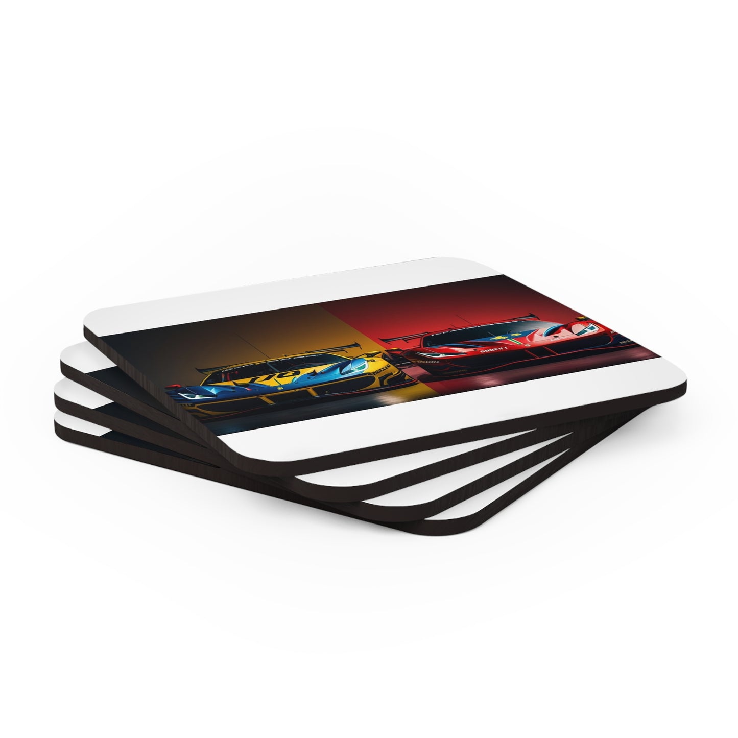 Corkwood Coaster Set Ferrari Red Blue 3