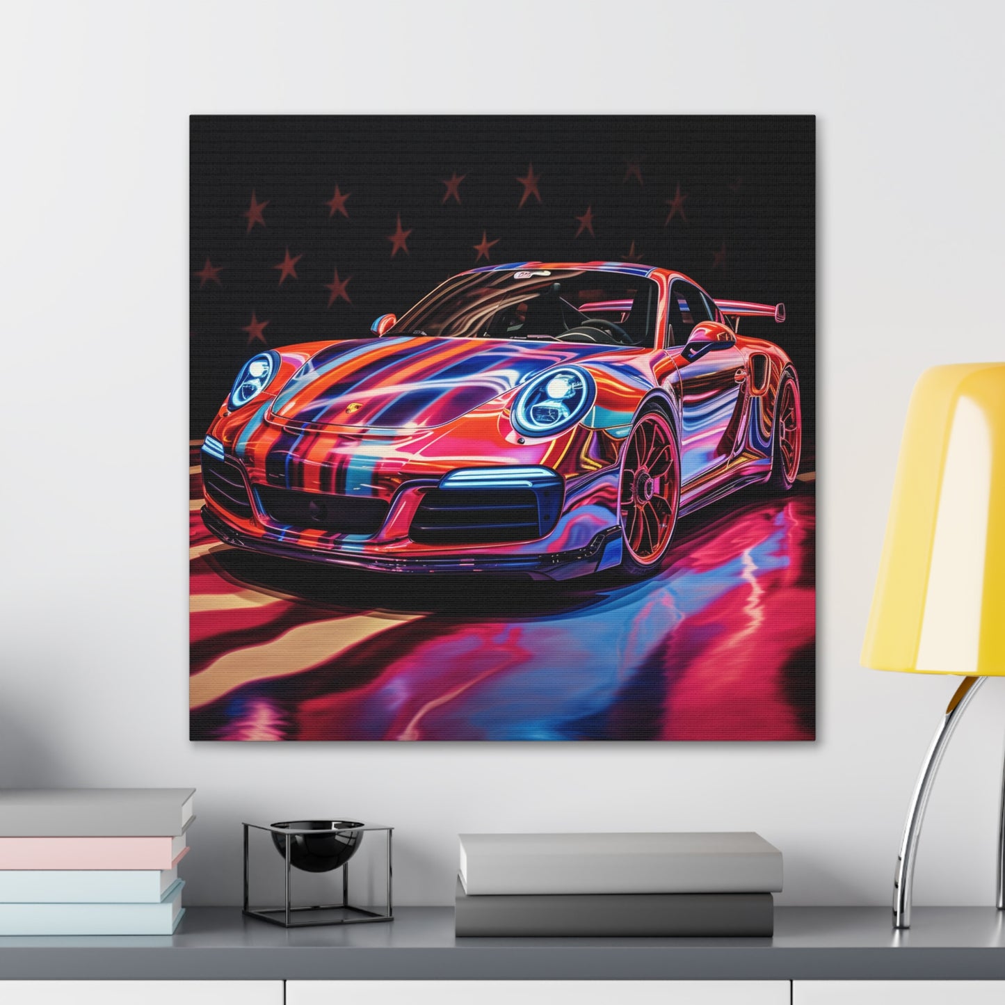 Canvas Gallery Wraps Macro American Flag Porsche 4