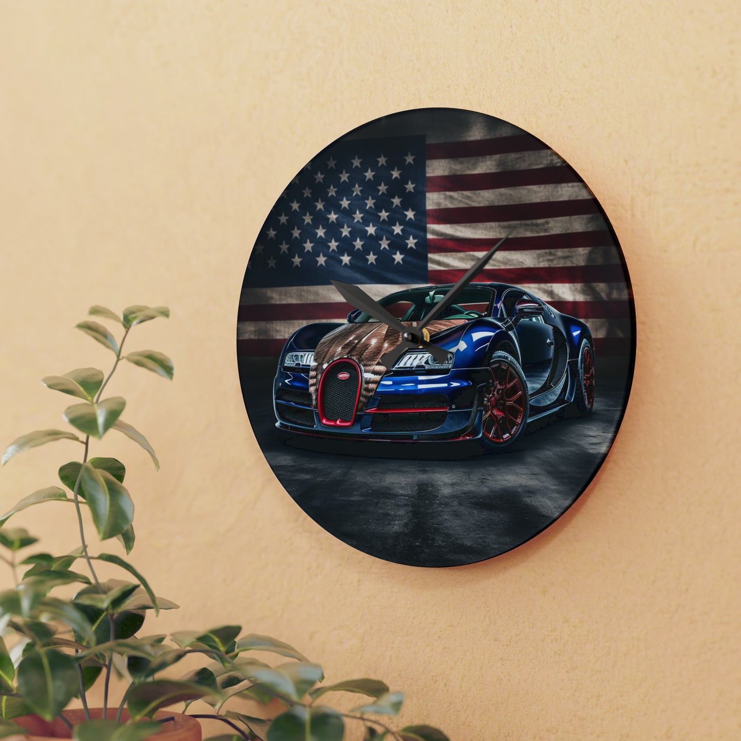 Acrylic Wall Clock Bugatti American Flag 4