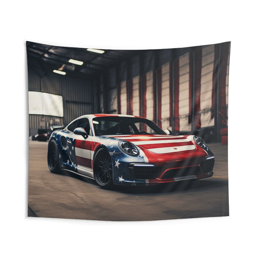 Indoor Wall Tapestries American Flag Porsche 2