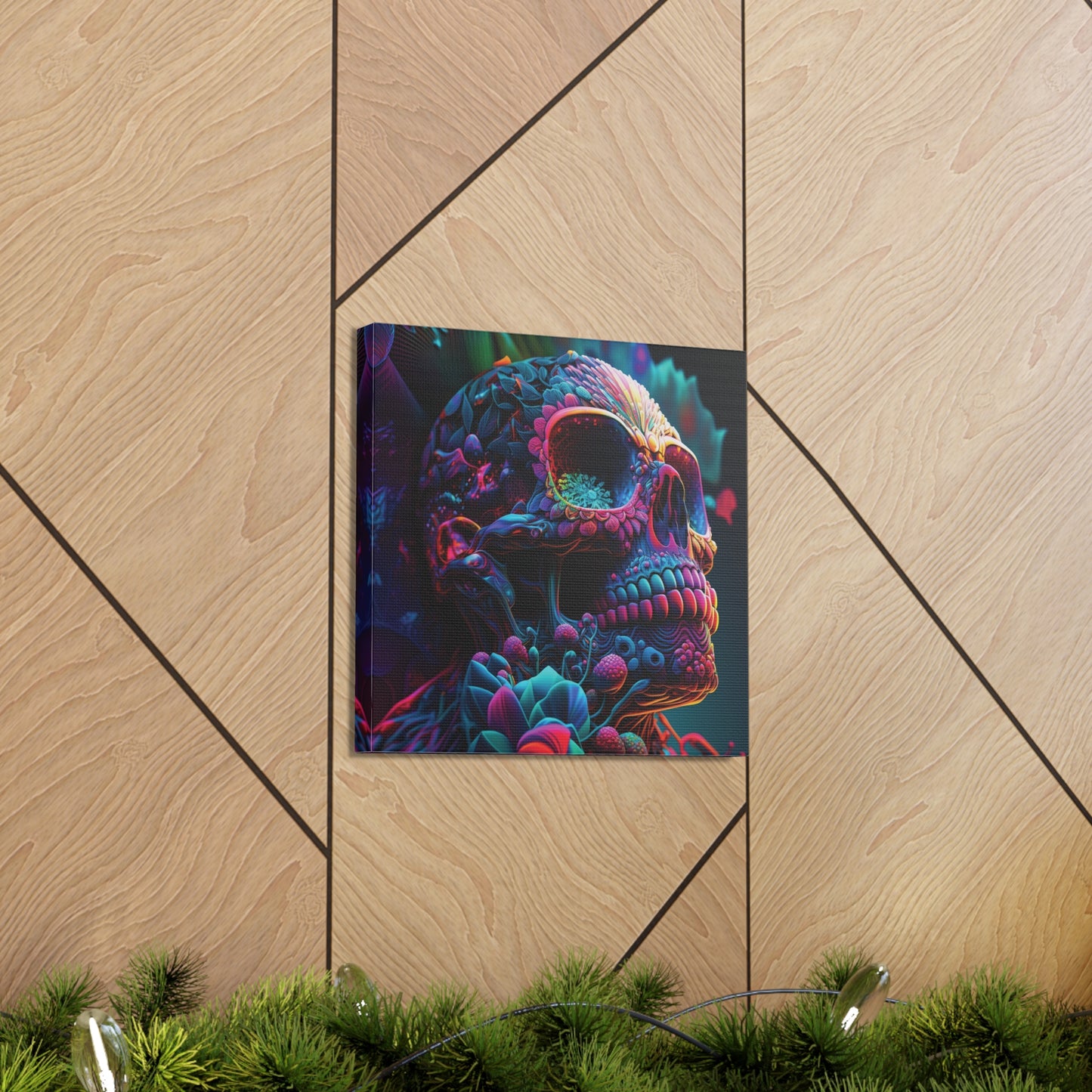 Canvas Gallery Wraps Florescent Skull Death 3