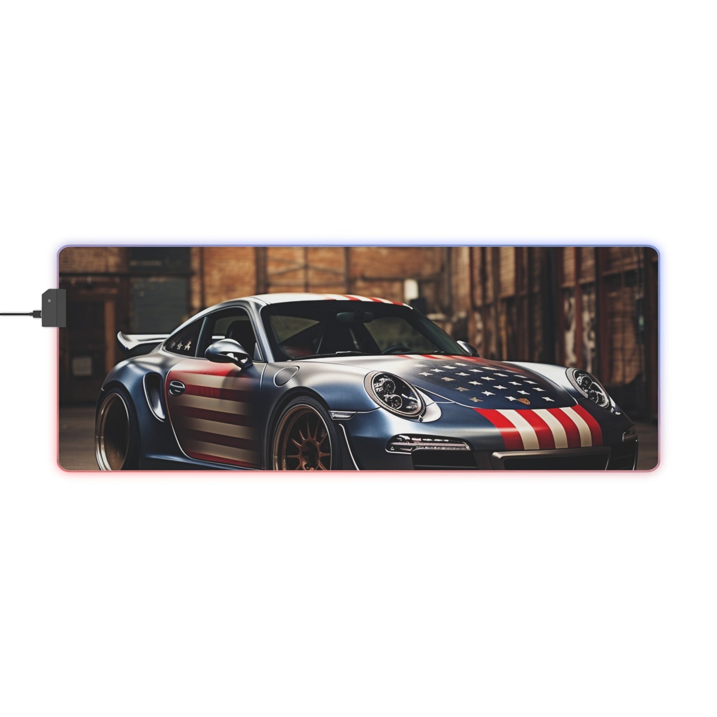 LED Gaming Mouse Pad American Flag Porsche 1