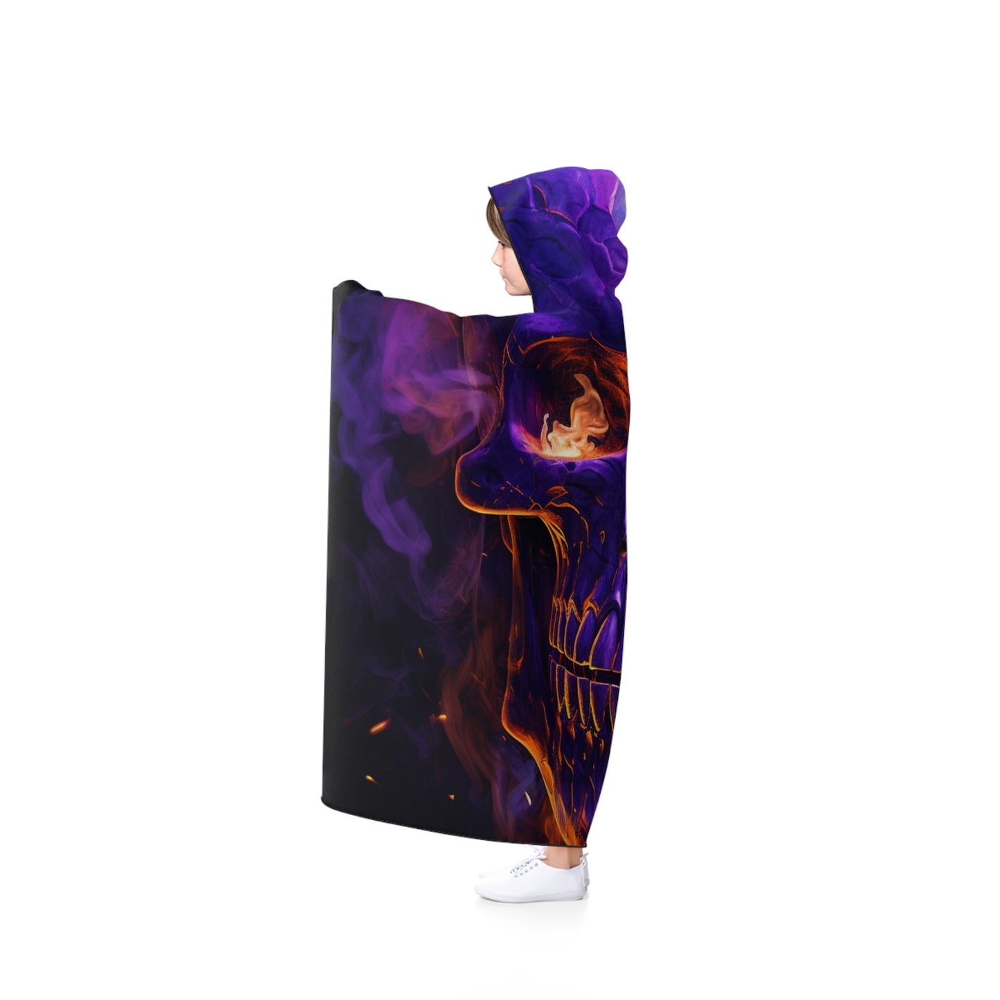 Hooded Blanket Skull Flames 1