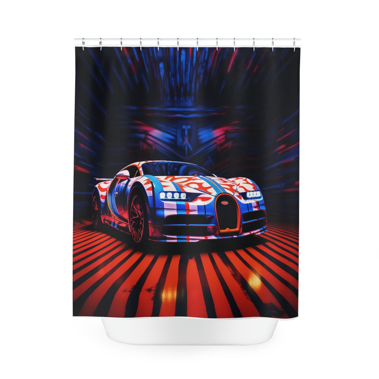 Polyester Shower Curtain Macro Bugatti American Flag 1